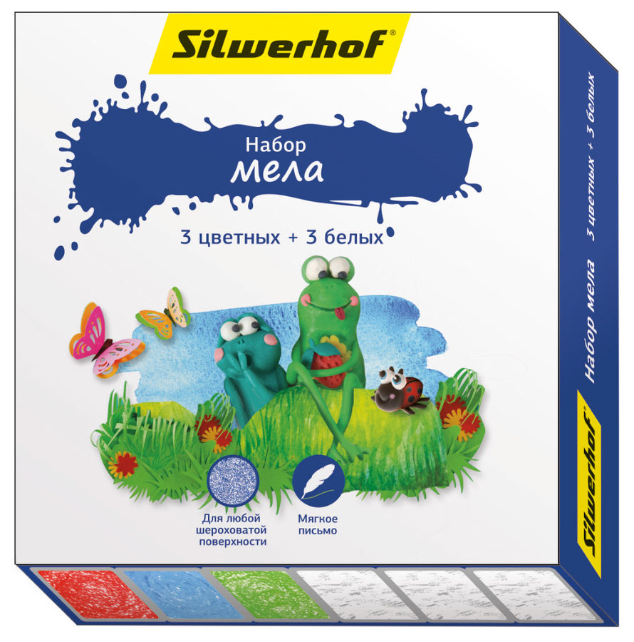 Мел цветной Silwerhof 883015-06 Пластилиновая кол-ция 3цв./3бел. Мел цветной Silwerhof 883015-06 Пластилиновая кол-ция 3цв./3бел.Рисование<br>количество цветов: 3 цвета/3 белых; ураковка: коробка картонная<br>