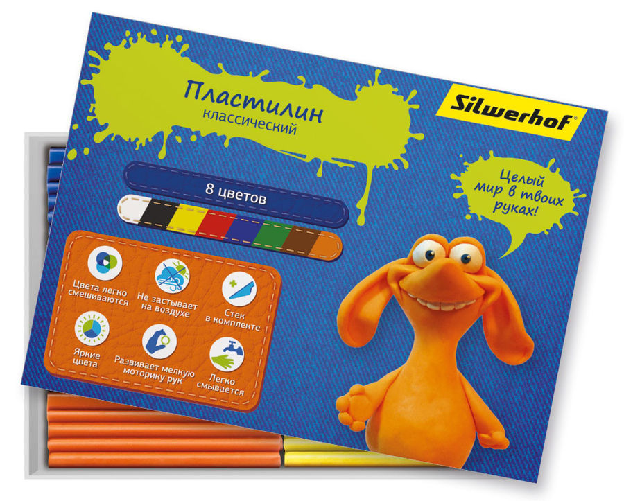 Пластилин Silwerhof 956143-08 Джинсовая кол-ция 8цв. 160гр. стек картон.кор. Пластилин Silwerhof 956143-08 Джинсовая кол-ция 8цв. 160гр. стек картон.кор.Товары для творчества<br>Джинсовая коллекция, 8 цветов, со стеком, картонная коробка<br>