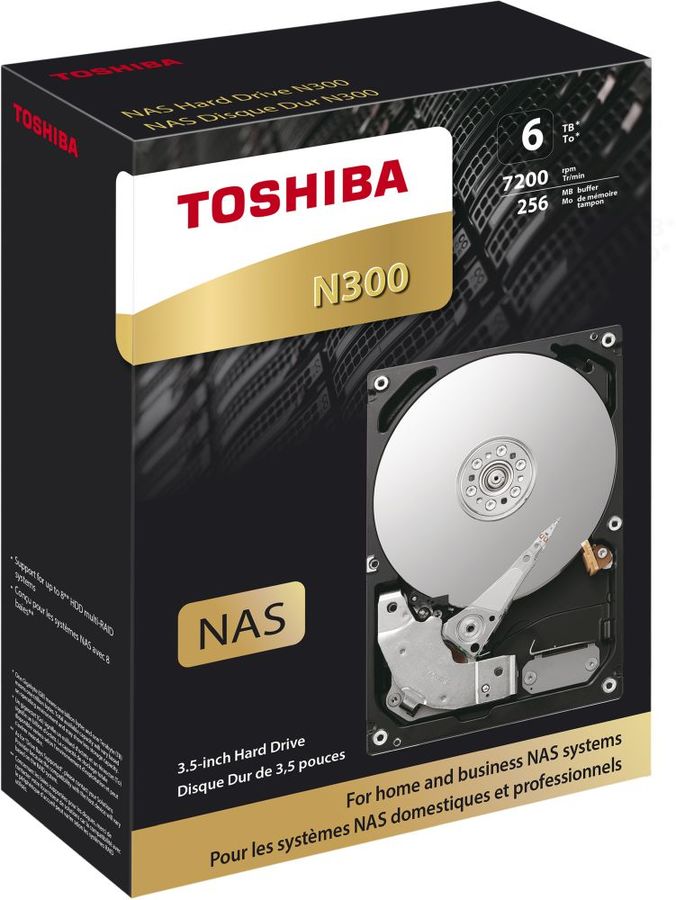 Жесткий диск TOSHIBA N300 HDWN160EZSTA, 6Тб, HDD, SATA III, 3.5 Жесткий диск TOSHIBA N300 HDWN160EZSTA, 6Тб, HDD, SATA III, 3.5Жесткие диски<br>форм-фактор 3.5; тип: HDD; интерфейс: SATA III; объём: 6Тб; скорость вращения шпинделя 7200об/мин; буферная память 128Мб<br><br>Линейка: N300