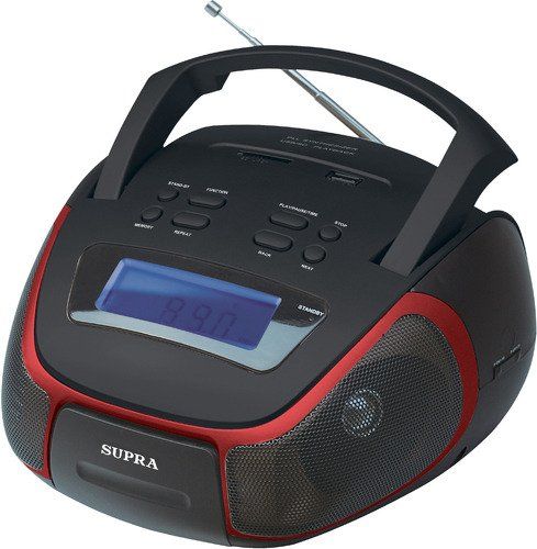 Аудиомагнитола SUPRA BB-25MUS, черный и красный Аудиомагнитола SUPRA BB-25MUS, черный и красныйМагнитолы<br>мощность: 1.5Вт, воспроизведение MP3, интерфейс USB, тип карт памяти SD, цвет: черный и красный<br><br>Цвет: черный и красный
