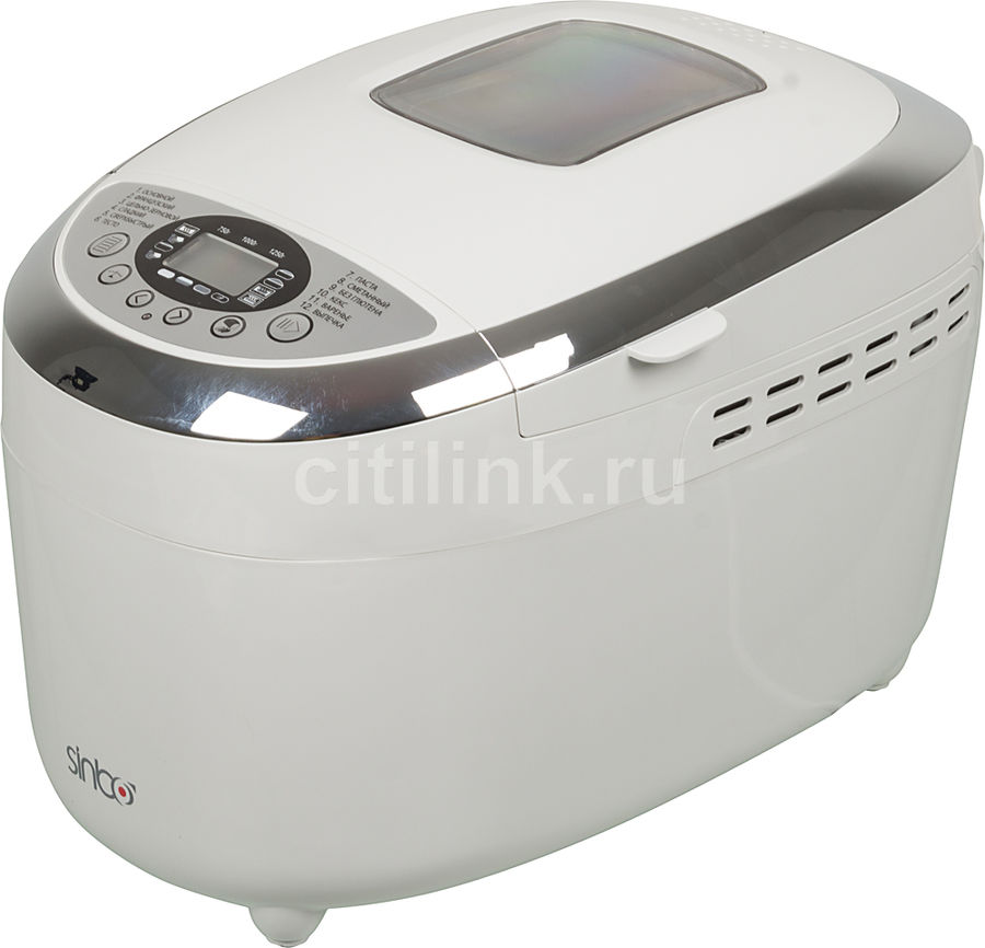 Хлебопечь SINBO SBM 4718, белый Хлебопечь SINBO SBM 4718, белыйХлебопечи<br>мощность 850Вт, вес выпечки 750/1000/1250г, программ приготовления- 12, форма выпечки буханка, антипригарное покрытие, поддержание температуры, цвет- белый<br><br>Цвет: белый
