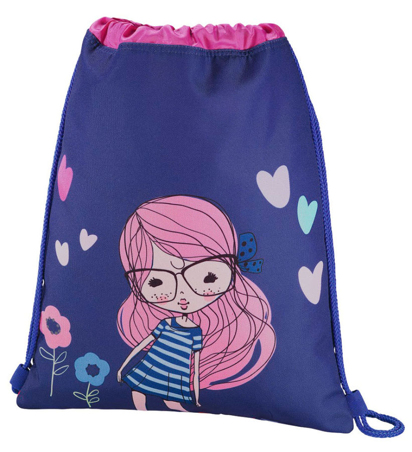 Сумка для обуви Hama Pretty girl 00139114 синий/розовый 33x40см 1 отдел. б/карм. полиэстер Сумка для обуви Hama Pretty girl 00139114 синий/розовый 33x40см 1 отдел. б/карм. полиэстерШкольные ранцы, рюкзаки, сумки<br>Мешочек затягивается шнурками, которые затем можно использовать как лямки.<br><br>Цвет: синий/ розовый