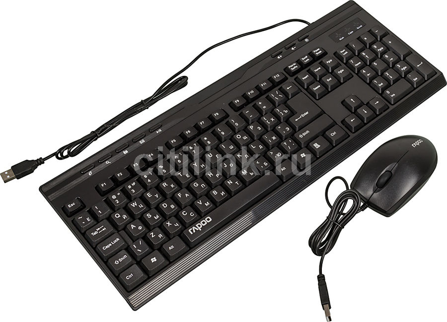 Комплект (клавиатура+мышь) RAPOO NX1710, USB, проводной, черный Комплект (клавиатура+мышь) RAPOO NX1710, USB, проводной, черныйКомплекты (Клавиатура+Мышь)<br>тип соединения: проводной, интерфейс подключения: USB, классическая форма, разрешение сенсора мыши 1000dpi, количество кнопок мыши 2<br>