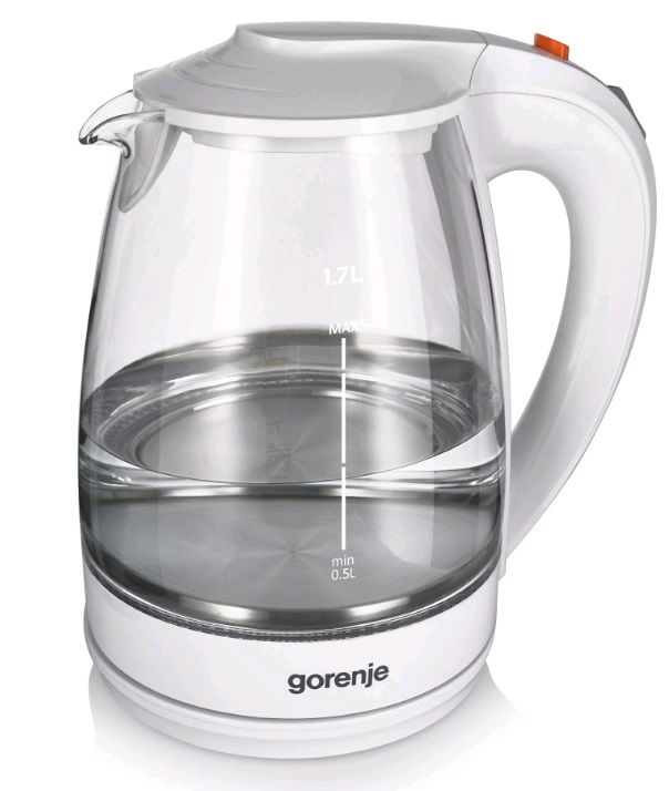 Чайник электрический GORENJE K17GWII, 2200Вт, белый Чайник электрический GORENJE K17GWII, 2200Вт, белыйЧайники электрические<br>мощность - 2200Вт; объем - 1.7л; корпус - стекло и пластик; фильтр от накипи, цвет - белый<br><br>Цвет: белый