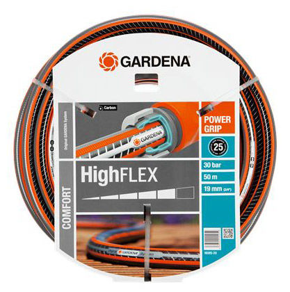 Шланг Gardena Highflex 3/4 50м (18085-22.000.00) Шланг Gardena Highflex 3/4 50м (18085-22.000.00)Поливочное оборудование<br>Шланг GARDENA HIGHTFLEX с ребристым профилем PowerGrip для идеального соединения с коннекторами Базовой системы полива. Благодаря спиралевидному текстильному армированию, усиленному углеродными волокнами, шланг не перегибается, не спутывается, не перекручивается.<br>
