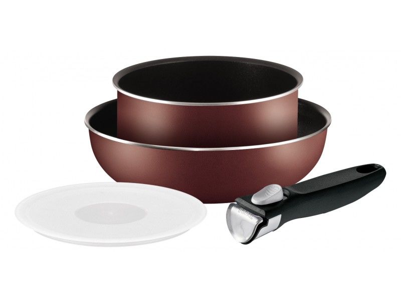 Набор посуды TEFAL Ingenio Red 04162830, 4 предмета Набор посуды TEFAL Ingenio Red 04162830, 4 предметаНаборы посуды<br>Уникальный индикатор температуры нагрева Thermo Spot вовремя подскажет, когда дно достигло оптимальной для приготовления температуры. Съёмная ручка Ingenio 3. Одно движение - И всё сложится!<br><br>Линейка: Ingenio Red