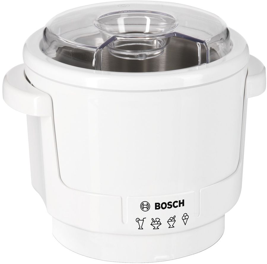 Насадка BOSCH MUZ5EB2 Насадка BOSCH MUZ5EB2Все принадлежности<br>Легкое приготовление разных сортов мороженого и сорбетов. Вкусное мороженое за 30 минут - из свежих ингредиентов и нужного вам количества сахара. Подходит для серии MUM5.<br><br>Материал: пластик<br>Цвет: белый