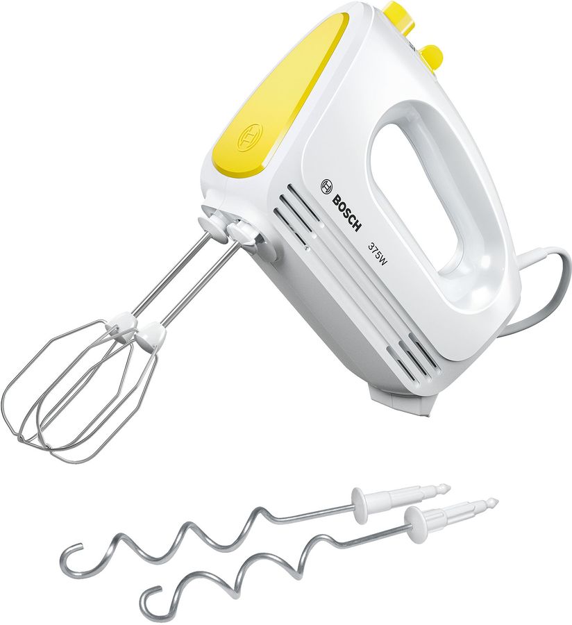 Миксер BOSCH MFQ2210Y, ручной, белый и желтый Миксер BOSCH MFQ2210Y, ручной, белый и желтыйМиксеры<br>тип: ручной, количество скоростей- 4, мощность: 375Вт, турборежим, цвет: белый и желтый<br><br>Цвет: белый и желтый