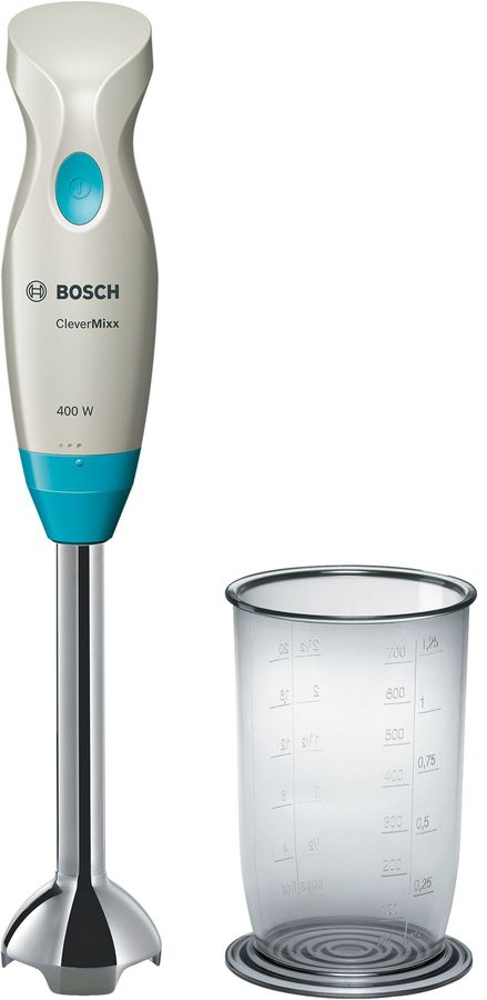 Блендер BOSCH MSM2410D, погружной, белый/бирюзовый Блендер BOSCH MSM2410D, погружной, белый/бирюзовыйБлендеры<br>тип: погружной, мощность: 400Вт, скоростей/режимов - 1, рабочая поверхность - нержавеющая сталь, цвет: белый<br><br>Цвет: белый/бирюзовый