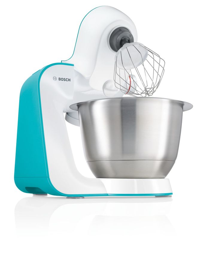 Кухонный комбайн BOSCH MUM54D00, белый/бирюзовый Кухонный комбайн BOSCH MUM54D00, белый/бирюзовыйКухонные комбайны<br>мощность 900Вт, скоростей: 7, плавная регулировка скорости, импульсный режим<br><br>Цвет: белый/бирюзовый