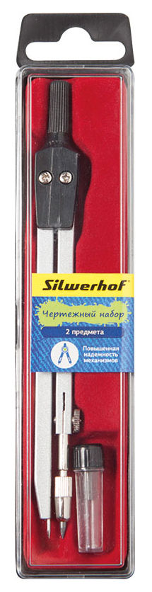 Готовальня Silwerhof 540112 металл 10.5см в компл.:2 предмета Готовальня Silwerhof 540112 металл 10.5см в компл.:2 предметаЧертежные принадлежности<br>длина циркуля: 10.5см; комплектация: 2 предмета<br>