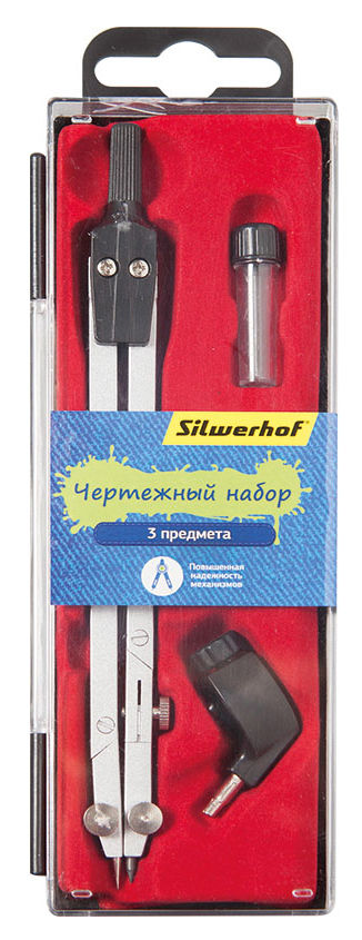 Готовальня Silwerhof 540113 металл 12.5см в компл.:3 предмета Готовальня Silwerhof 540113 металл 12.5см в компл.:3 предметаЧертежные принадлежности<br>длина циркуля: 12.5см; комплектация: 3 предмета<br>