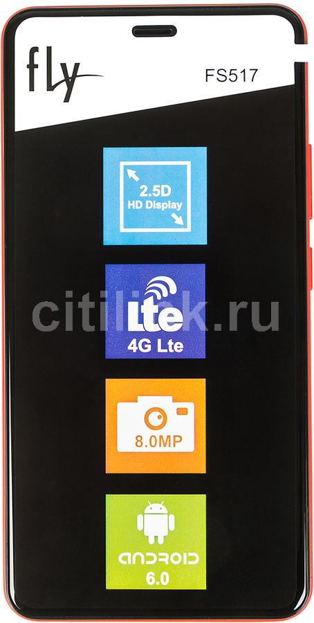 Смартфон FLY Cirrus 11 FS517 черный/красный Смартфон FLY Cirrus 11 FS517 черный/красныйМобильные телефоны<br>ОС Android 6.0, экран: 5, IPS, 1280x720, процессор: Spreadtrum SC9832, 1500МГц, 4-х ядерный, камера: 8Мп, FM-радио, GPS, время работы в режиме разговора, до: 8ч, в режиме ожидания, до: 180ч<br><br>Цвет: черный/красный