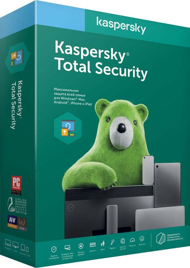 ПО Kaspersky Total Security - Multi-Device Rus 2 устройства 1 год Renewal Box (KL1919RBBFR)