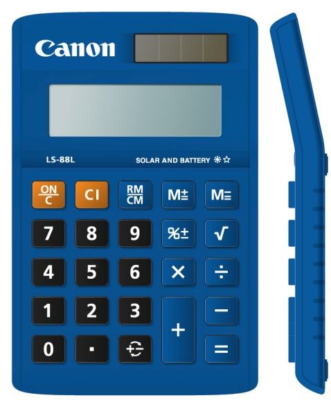Калькулятор CANON LS-88L-BL, 8-разрядный, синий Калькулятор CANON LS-88L-BL, 8-разрядный, синийКалькуляторы<br>разрядность дисплея: 8-разрядный; настольный; цвет: синий<br>