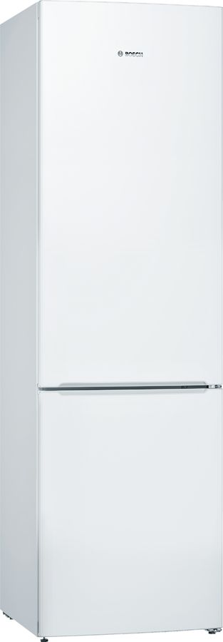 Холодильник BOSCH KGV39NW1AR, двухкамерный, белый Холодильник BOSCH KGV39NW1AR, двухкамерный, белыйХолодильники<br>количество камер: двухкамерный; расположение морозильной камеры- снизу, размораживание морозильной камеры- ручное, цвет: белый<br><br>Цвет: белый