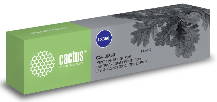 Картридж CACTUS CS-LX350 черный Картридж CACTUS CS-LX350 черныйКартриджи<br>черный, для LX350/LQ350/ERC19/VP80K<br><br>Цвет: черный