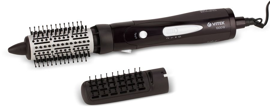 Фен-щетка VITEK VT-8235 VT, фиолетовый Фен-щетка VITEK VT-8235 VT, фиолетовыйФен-щетки<br>мощность 1000Вт, насадок 2, режимов 2, ионизация, холодный воздух, защита от перегрева, цвет - фиолетовый<br><br>Цвет: фиолетовый
