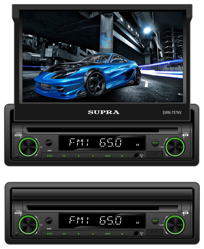 Автомагнитола SUPRA SWM-757NV, USB, SD/MMC Автомагнитола SUPRA SWM-757NV, USB, SD/MMCАвтомагнитолы<br>типоразмер: 1 din, CD, DVD, MPEG4, диагональ экрана: 7, ТВ-тюнер, USB-порт: фронтальный, основной тип карт памяти: SD/MMC<br><br>Цвет: черный