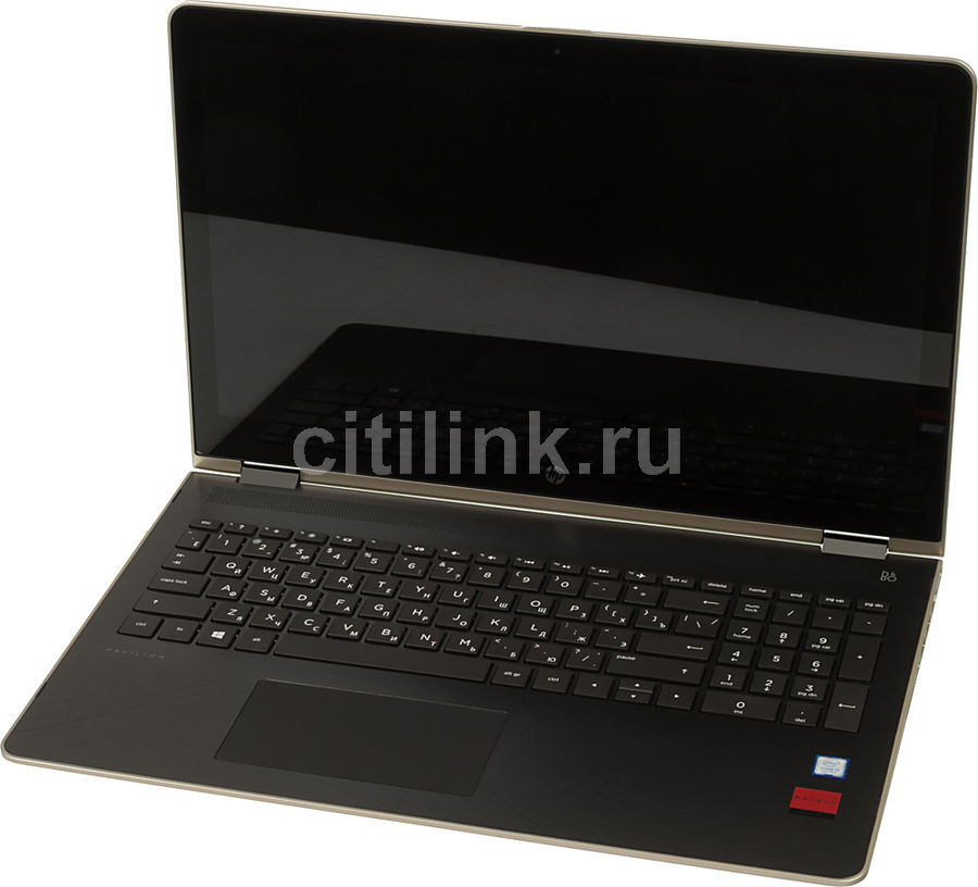 Ноутбук-трансформер HP Pavilion x360 15-br012ur, 15.6&quot;, Intel Core i3 7100U 2.4ГГц, 6Гб, 1000Гб, AMD Radeon 530 - 2048 Мб, Windows 10, 1ZA57EA, золотистый