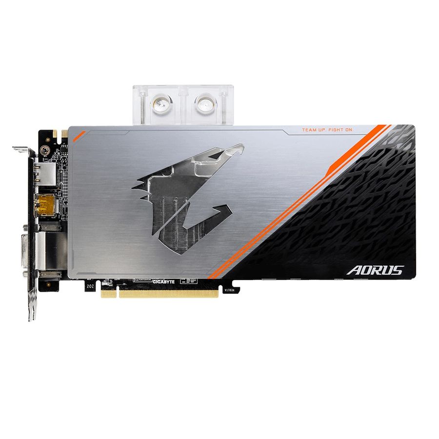Видеокарта GIGABYTE GeForce GTX 1080Ti, GV-N108TAORUS X WB-11GD, 11Гб, GDDR5X, OC, Ret Видеокарта GIGABYTE GeForce GTX 1080Ti, GV-N108TAORUS X WB-11GD, 11Гб, GDDR5X, OC, RetВидеокарты<br>nVidia GeForce GTX 1080Ti; частота процессора: 1480 МГц (1746 МГц, в режиме Boost); частота памяти: 11448МГц; объём видеопамяти: 11Гб; тип видеопамяти: GDDR5X; OverClock Edition; DirectX 12/OpenGL 4.5; доп. питание: 8+8 pin; блок питания не менее: 600Вт; тип поставки: Ret<br>