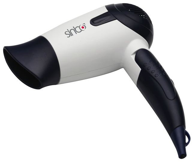 Фен SINBO SHD 2639, дорожный, 1000Вт, синий и белый Фен SINBO SHD 2639, дорожный, 1000Вт, синий и белыйФены<br>Мощный фен для домашнего использования или в поездках. он без труда уместится в дорожной сумке. одной насадки (концентратор) вполне достаточно, чтобы быстро высушить и уложить волосы. благодаря функции ионизации локоны обретут здоровый блеск, а средства для волос будут работать более эффективно.<br><br>Цвет: синий и белый