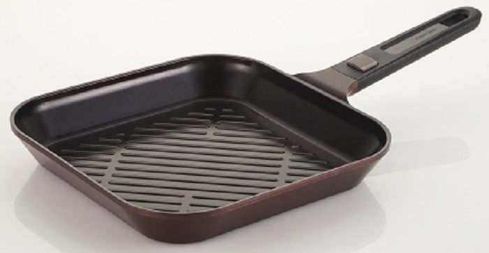 Сковорода-гриль FRYBEST MyPan EK-MP-G28, 28x28см, съемная ручка, без крышки, бордовый Сковорода-гриль FRYBEST MyPan EK-MP-G28, 28x28см, съемная ручка, без крышки, бордовыйСковороды<br>Сковорода-гриль MyPan с керамическим покрытием Ecolon Superior и эксклюзивной системой съемной ручки. Она отлично подойдет для тушения, жарки, запекания и выпечки — механизм съемной ручки позволяет доводить блюда до готовности, переставляя с плиты в духовой шкаф.<br><br>Линейка: MyPan<br>Цвет: бордовый