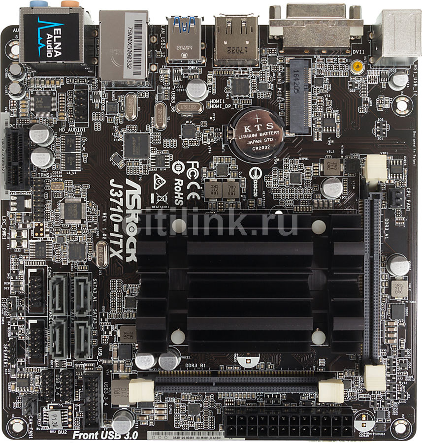 Материнская плата ASROCK J3710-ITX mini-ITX, Ret Материнская плата ASROCK J3710-ITX mini-ITX, RetМатеринские платы<br>интегрированный процессор; Intel Pentium J3710; память DDR3/DDR3L - 2слота; частотой до 1600МГц; тип поставки: Ret; mini-ITX<br>