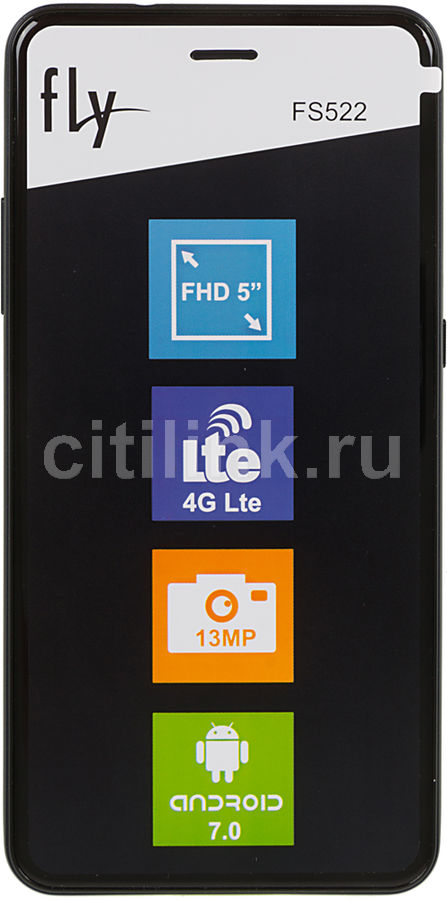 Смартфон FLY Cirrus 14 FS522 синий Смартфон FLY Cirrus 14 FS522 синийМобильные телефоны<br>ОС Android 7.0, экран: 5, IPS, 1920x1080, процессор: MediaTek MTK6737T, 1500МГц, 4-х ядерный, камера: 13Мп, FM-радио, GPS, время работы в режиме разговора, до: 13ч, в режиме ожидания, до: 380ч<br><br>Цвет: синий