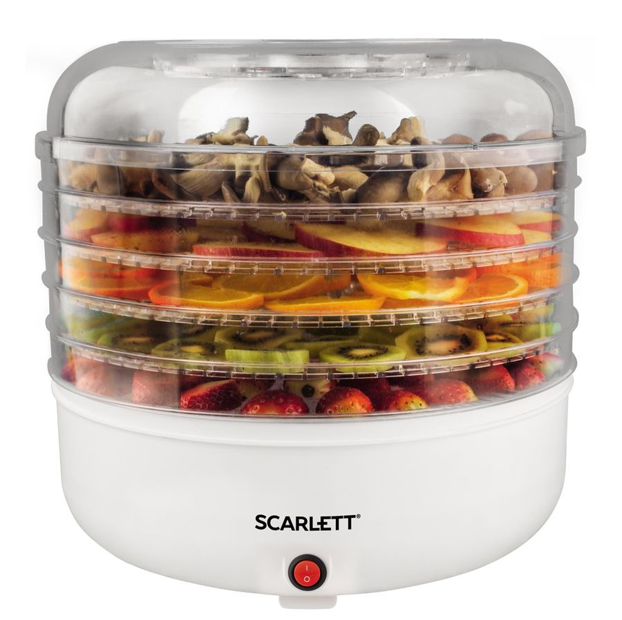 Сушилка для овощей и фруктов SCARLETT SC-FD421005, белый, 5 поддонов Сушилка для овощей и фруктов SCARLETT SC-FD421005, белый, 5 поддоновСушки для фруктов и овощей<br>мощность: 125Вт; поддонов: 5шт; нагрузка на поддон до: 1кг<br><br>Цвет: белый
