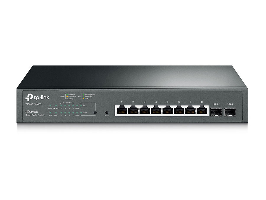 Коммутатор TP-LINK T1500G-10MPS, T1500G-10MPS Коммутатор TP-LINK T1500G-10MPS, T1500G-10MPSКоммутаторы<br>управляемый, настольный/монтируемый в 19 стойку, стекируемый, порты 1000Base-T(Gigabit Ethernet): 8 шт.<br>