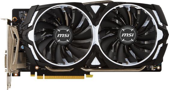Видеокарта MSI GeForce GTX 1060, GTX 1060 ARMOR 6G V1, 6Гб, GDDR5, Ret Видеокарта MSI GeForce GTX 1060, GTX 1060 ARMOR 6G V1, 6Гб, GDDR5, RetВидеокарты<br>nVidia GeForce GTX 1060; частота процессора: 1544 МГц (1759 МГц, в режиме Boost); частота памяти: 8008МГц; объём видеопамяти: 6Гб; тип видеопамяти: GDDR5; DirectX 12/OpenGL 4.5; доп. питание: 8 pin; блок питания не менее: 400Вт; тип поставки: Ret<br>