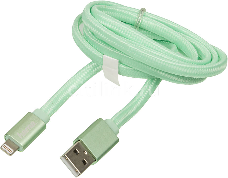 Кабель HAMA 00178206, Lightning - USB 2.0, 1м, зеленый Кабель HAMA 00178206, Lightning - USB 2.0, 1м, зеленыйПереходники, провода<br>подходит для: Apple iPhone 5/5c/5S/6/6+/6s/6s+/SE; подходит для: Apple iPad mini/Air; подходит для: Apple iPod touch (5), nano (7); разъем 1: Lightning; разъем 2: USB 2.0; длина кабеля 1м<br><br>Цвет: зеленый