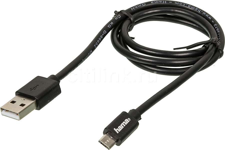 Кабель HAMA 00173672, microUSB - USB 2.0, 0.6м, черный Кабель HAMA 00173672, microUSB - USB 2.0, 0.6м, черныйПереходники, провода<br>разъем 1: microUSB; разъем 2: USB 2.0; длина кабеля 0.6м<br><br>Цвет: черный