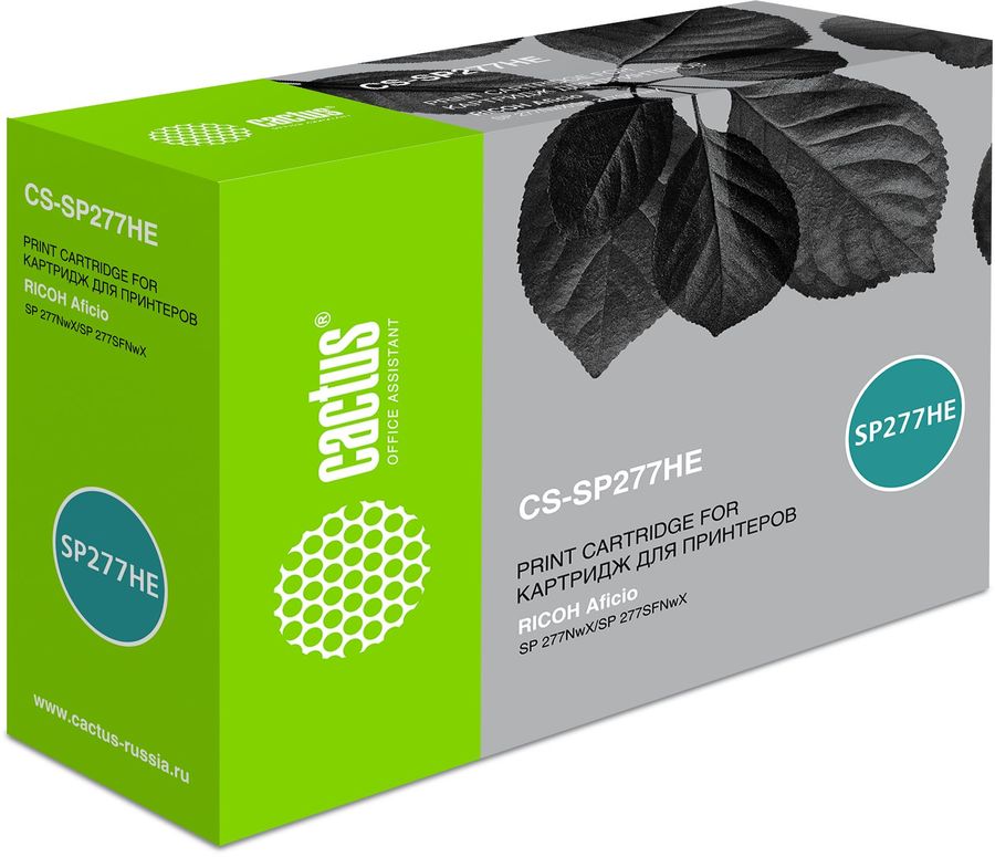 Картридж CACTUS CS-SP277HE черный Картридж CACTUS CS-SP277HE черныйКартриджи<br>черный, примерный ресурс(страниц)- 2600, для Aficio SP 277NwX/SP 277SFNwX<br><br>Цвет: черный