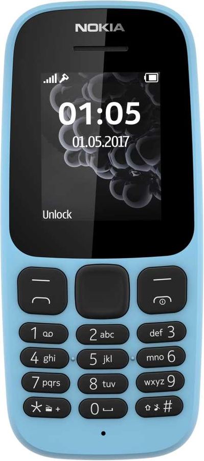 Мобильный телефон NOKIA 105 (2017) синий Мобильный телефон NOKIA 105 (2017) синийМобильные телефоны<br>ОС Nokia 30+, экран: 1.8, QVGA, 160x120, FM-радио, время работы в режиме разговора, до: 15ч, в режиме ожидания, до: 720ч<br><br>Цвет: синий