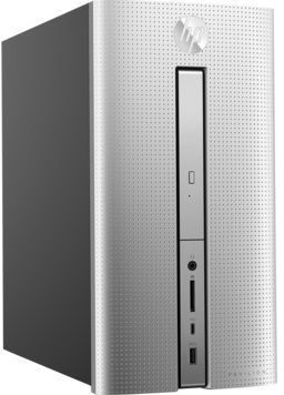 Компьютер HP Pavilion 570-p001ur, Intel Core i3 7100, DDR4 4Гб, 256Гб(SSD), Intel HD Graphics 630, DVD-RW, Free DOS 2.0, серебристый и черный [1zp75ea]
