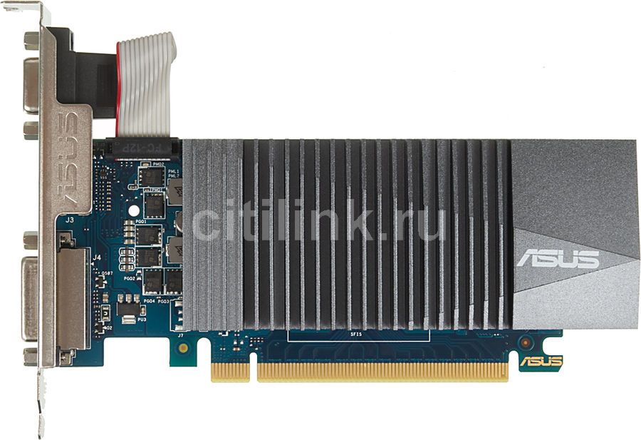 Видеокарта ASUS GeForce GT 710, GT710-SL-2GD5, 2Гб, GDDR5, Low Profile, Ret Видеокарта ASUS GeForce GT 710, GT710-SL-2GD5, 2Гб, GDDR5, Low Profile, RetВидеокарты<br>nVidia GeForce GT 710; частота процессора: 954 МГц; частота памяти: 5012МГц; объём видеопамяти: 2Гб; тип видеопамяти: GDDR5; DirectX 12/OpenGL 4.5; доп. питание: без дополнительного питания; тип поставки: Ret<br>