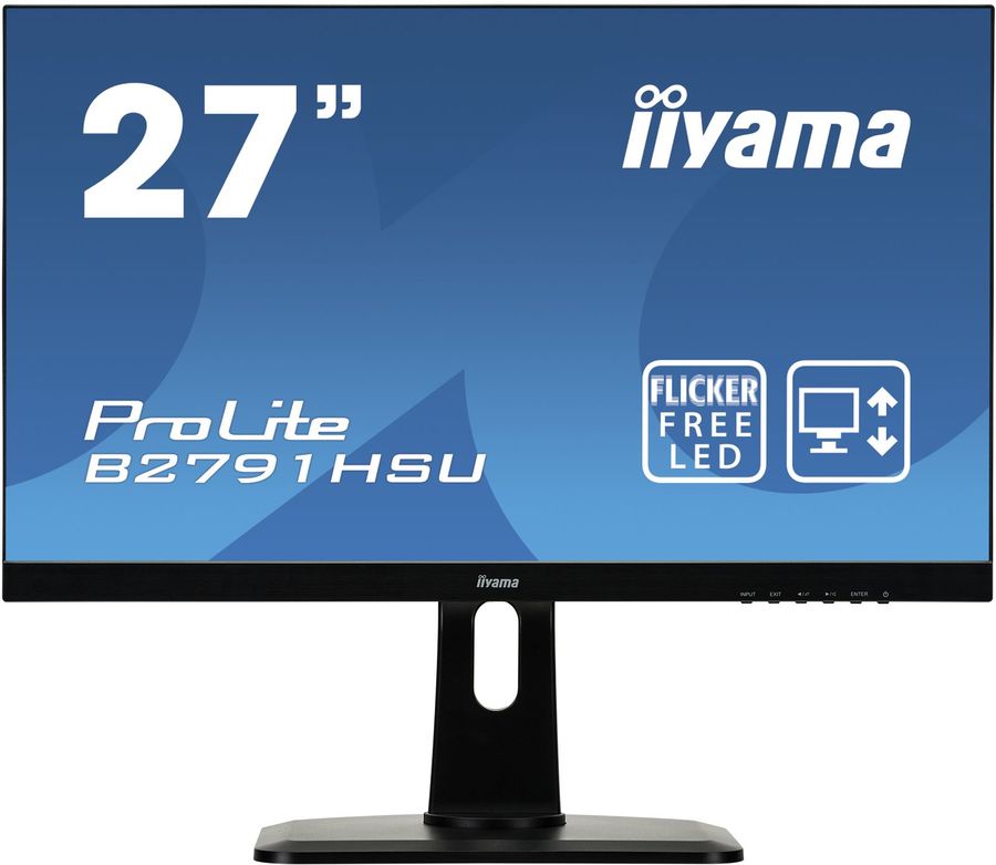 Монитор ЖК IIYAMA ProLite B2791HSU-B1 27, черный Монитор ЖК IIYAMA ProLite B2791HSU-B1 27, черныйМониторы<br>размер экрана: 27, широкоформатная матрица TN с разрешением 1920x1080, отношением сторон 16:9, яркостью 300кд/м2, временем отклика 1мс, встроенными динамиками, регулируемой эргономичной подставкой, разъем D-SUB (VGA), HDMI, Display Port<br><br>Линейка: ProLite<br>Цвет: черный