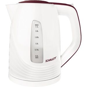 Чайник электрический SCARLETT SC-EK18P36, 2200Вт, белый и бордовый Чайник электрический SCARLETT SC-EK18P36, 2200Вт, белый и бордовыйЧайники электрические<br>мощность - 2200Вт; объем - 1.7л; корпус - пластик; цвет - белый<br><br>Цвет: белый
