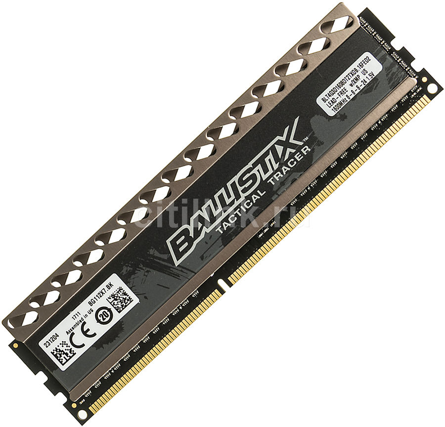 Модуль памяти CRUCIAL Ballistix Tactical Tracer BLT4G3D1608DT2TXOB DDR3 - 4Гб 1600, DIMM, Ret Модуль памяти CRUCIAL Ballistix Tactical Tracer BLT4G3D1608DT2TXOB DDR3 - 4Гб 1600, DIMM, RetМодули памяти<br>240-pin; частота: 1600; латентность: CL8; форм-фактор: DIMM; оснащается радиатором для эффективного охлаждения, тип поставки: Ret<br><br>Линейка: Ballistix Tactical Tracer