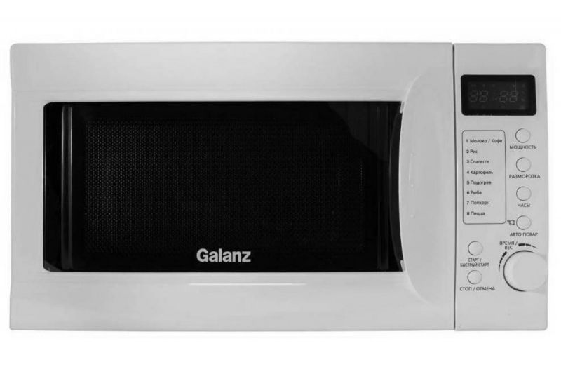 Микроволновая печь GALANZ MOG-2072D, белый Микроволновая печь GALANZ MOG-2072D, белыйМикроволновые печи<br>мощность 700Вт, объем 20л, внутреннее покрытие- эмаль, автоматическая разморозка, цвет- белый<br>