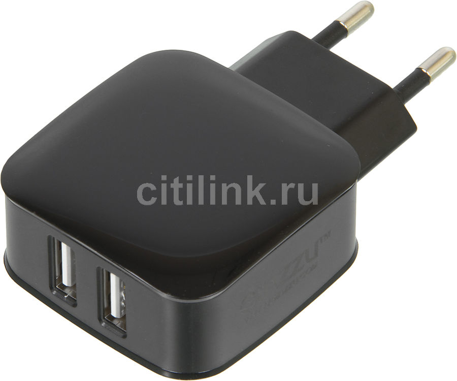 Сетевое зарядное устройство GINZZU GA-3010UB, 2xUSB, microUSB, 2.1A, черный сетевое зарядное устройство rivacase 2 usb 3 4a кабель microusb va 4123 wd1