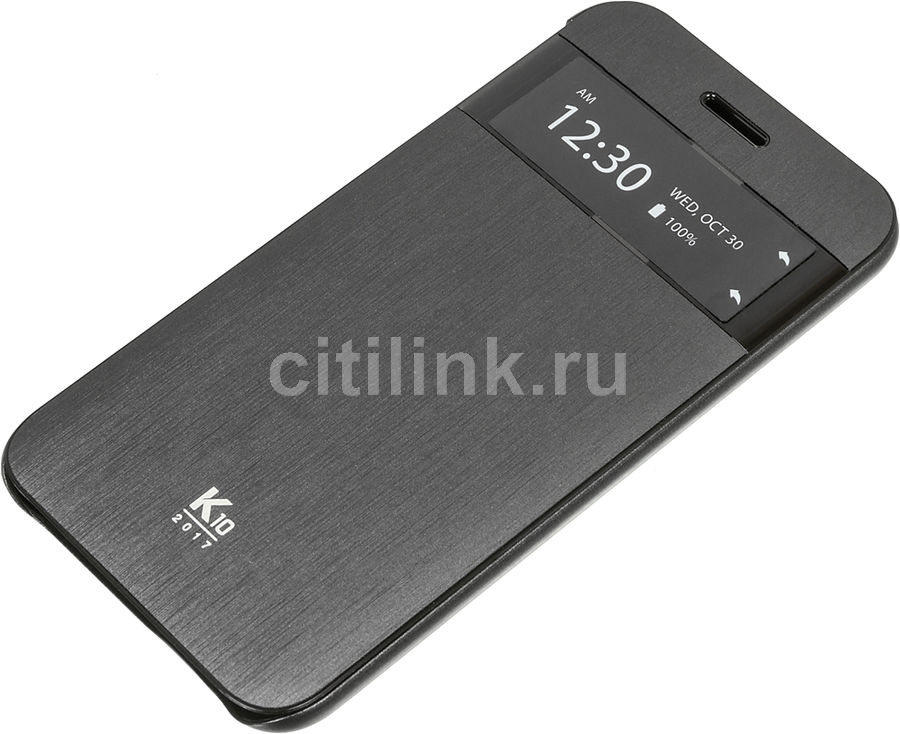 Чехол (флип-кейс) LG M250 VOIA, для LG K10 (2017), черный Чехол (флип-кейс) LG M250 VOIA, для LG K10 (2017), черныйЧехлы для смартфонов<br>Чехол для LG K10 (2017) выполнен из качественного и прочного материала, его крышка достаточно жёсткая, чтобы защитить смартфон даже при падении. Внутри крышка имеет бархатистое покрытие, дисплей не поцарапается даже без защитной пленки.<br><br>Цвет: черный<br>Тип чехла: книжка