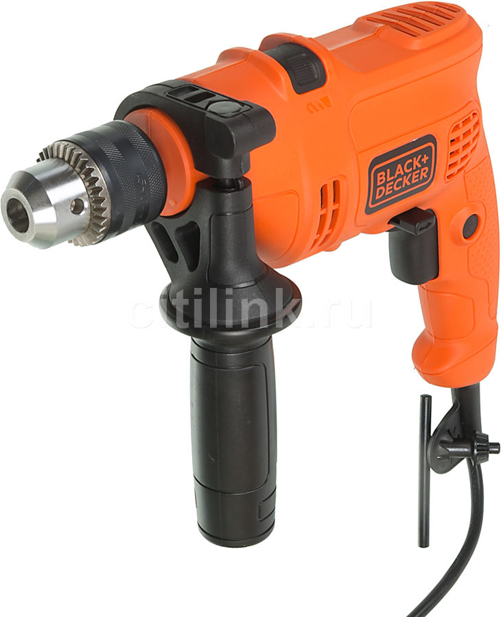 Дрель ударная BLACK & DECKER KR504RE-XK Дрель ударная BLACK & DECKER KR504RE-XKДрели<br>мощность: 500Вт; кол-во скоростей: 1; тип патрона: кулачковый; вес: 1.7кг<br>