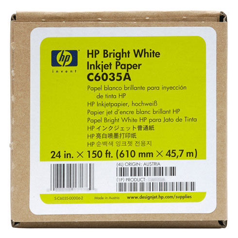 Бумага HP C6035A 24(A1) 610мм-47.5м/90г/м2/белый для струйной печати Бумага HP C6035A 24(A1) 610мм-47.5м/90г/м2/белый для струйной печатиБумага<br>формат: 24(A1), односторонняя печать, плотность: 90г/м2, размер: 61x4570 см<br><br>Цвет: белый