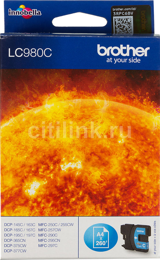 Картридж BROTHER LC980C голубой Картридж BROTHER LC980C голубойКартриджи<br>голубой, примерный ресурс(страниц)- 260, для DCP-145C/165C/MFC-250C<br><br>Цвет: голубой