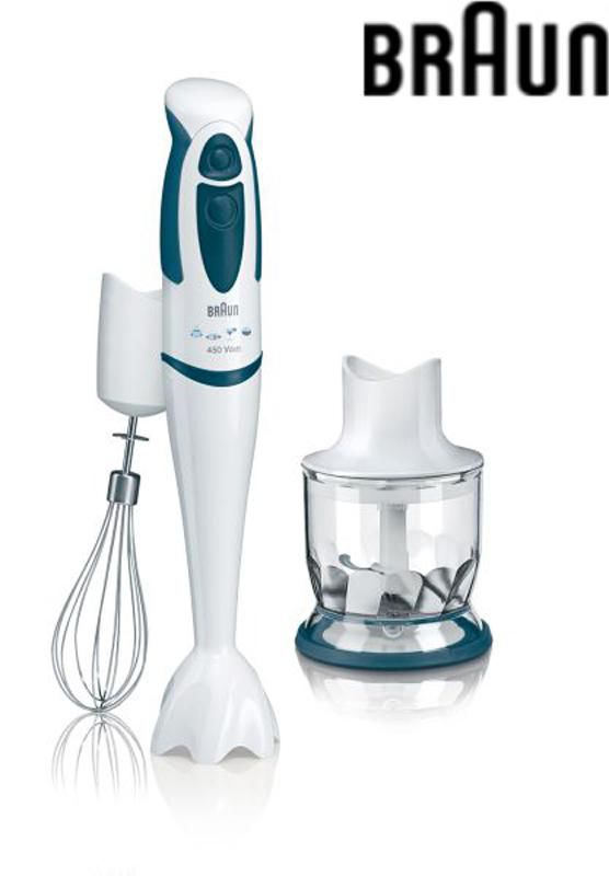 Блендер BRAUN MR4050HC, погружной, белый Блендер BRAUN MR4050HC, погружной, белыйБлендеры<br>тип: погружной, мощность: 450Вт, скоростей/режимов - 2, рабочая поверхность - пластик, измельчитель, венчик для взбивания, цвет: белый<br><br>Цвет: белый