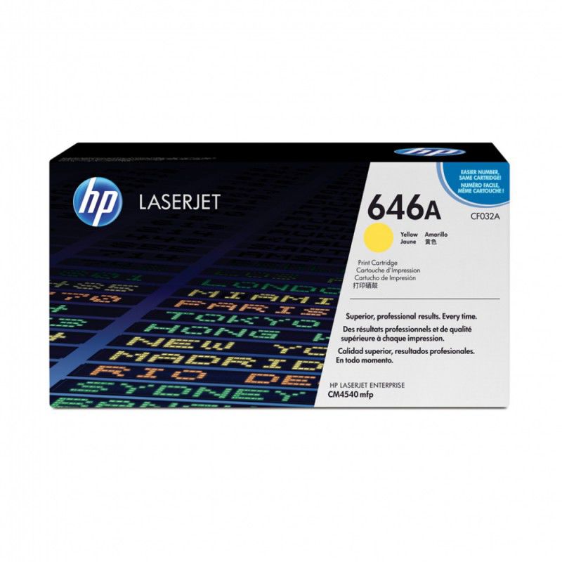 Картридж HP CF032A желтый Картридж HP CF032A желтыйКартриджи<br>желтый, примерный ресурс(страниц)- 12500, для CM4540<br><br>Цвет: желтый