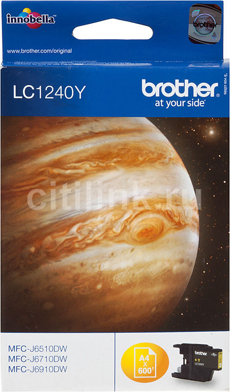 Картридж BROTHER LC1240Y желтый Картридж BROTHER LC1240Y желтыйКартриджи<br>желтый, для MFC-J6510DW/J69010DW<br><br>Цвет: желтый